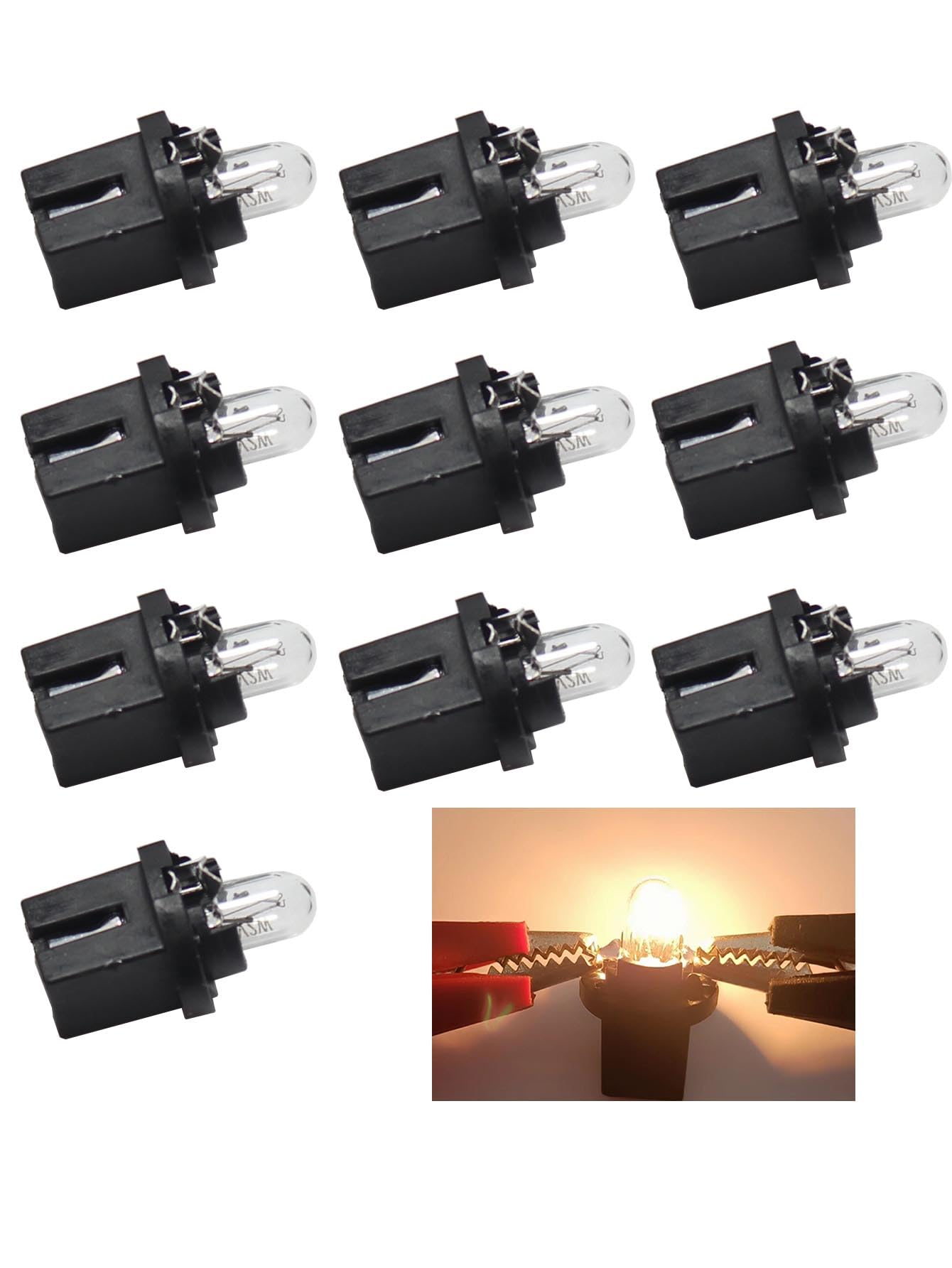 WeiHong 10 Stück 12V 2W T5 B8.5D Glühbirne Armaturenbrett Auto Hellgelb Halogene für Auto intern WeiHong 10 Stück 12V 2W T5 B8.5D Glühbirne Armaturenbrett Auto Hellgelb Halogene für Auto intern von WeiHong
