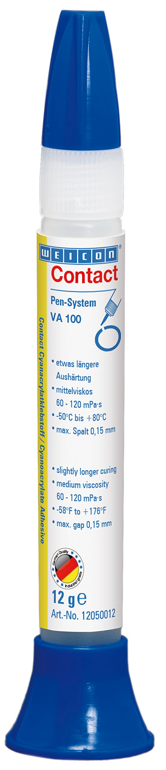 Weicon 12050012 Contact VA 100 Sekundenkleber, Farblos, 12 g Pen Cyanacrylat-Klebstoff von WEICON