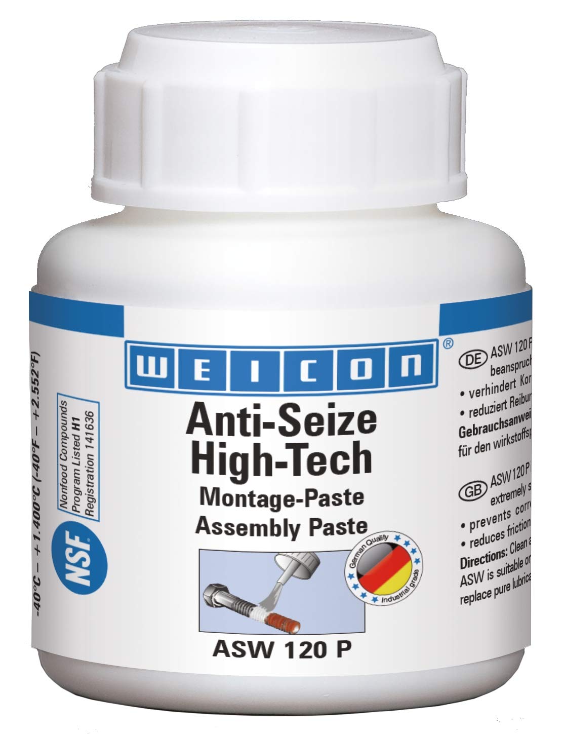 WEICON Anti-Seize High-Tech Montagepaste 120 g Schutz gegen Korrosion metallfrei, Pinseldose von WEICON