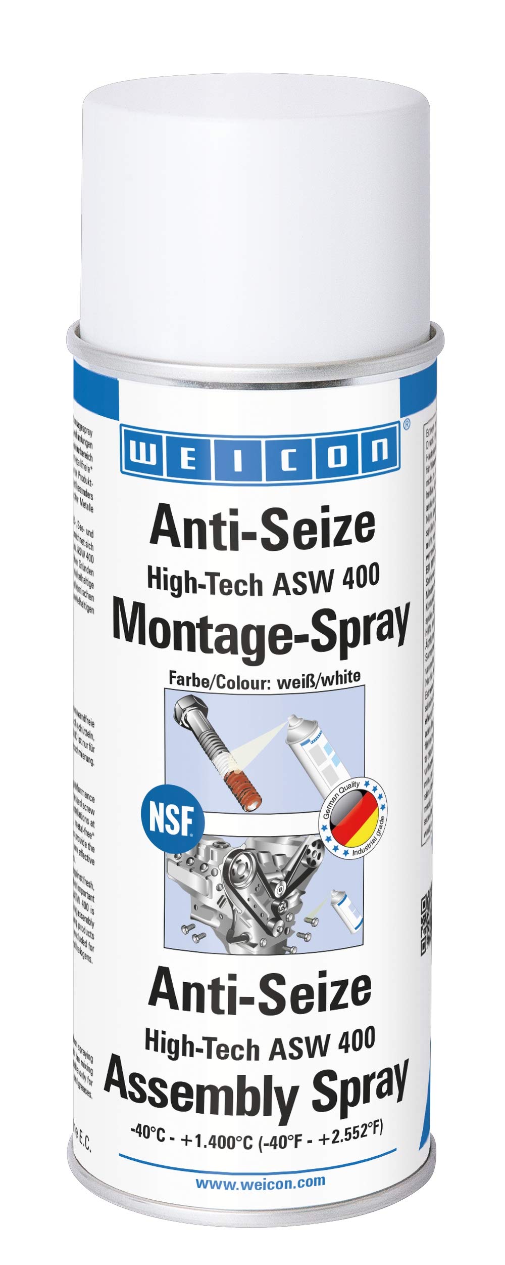 WEICON Anti-Seize High-Tech Montagespray 400 ml Schutz gegen Korrosion metallfrei von WEICON