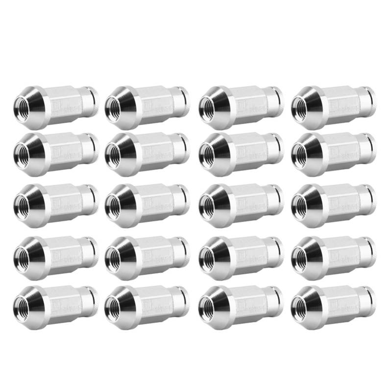 20 Stück Auto-Radmutter, M12 X 1,5 Reifenschraube, Rennrad-Aluminium-Mutter, Aluminium-Reifenschraube(Silber) von Weikeya