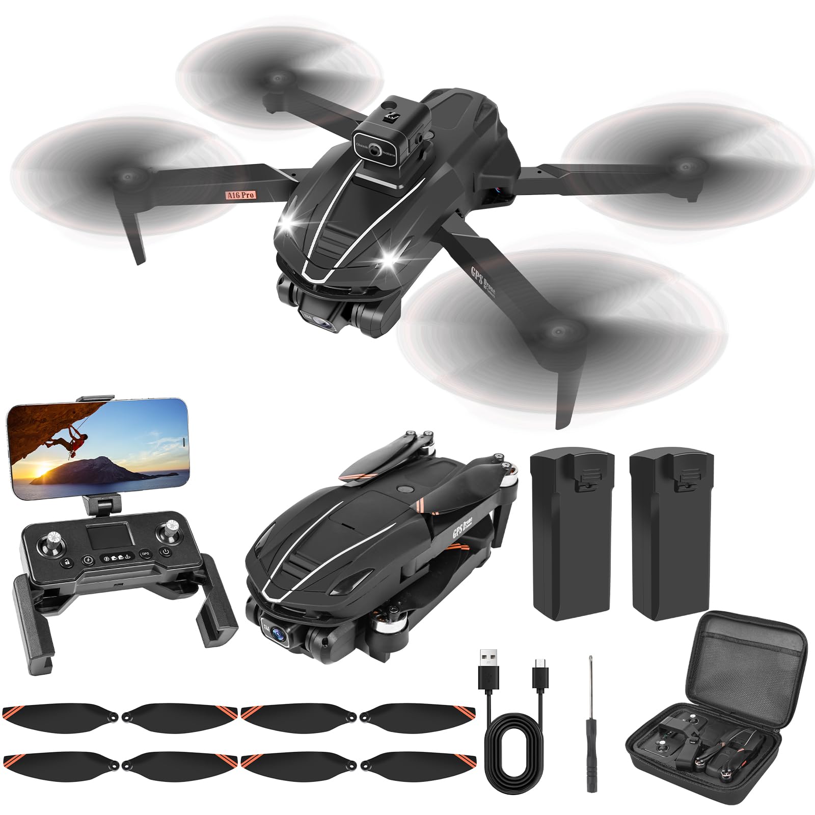 Weinsamkeit GPS Drohne mit Kamera 4K Faltbar Kameradrohne 3KM Große Reichweite 5G WiFi FPV Drone, 40 Min. Flugzeit, Bürstenloser Motor, Follow-Me/Rückkehr, RC Quadrocopter für Anfänger Erwachsene von Weinsamkeit