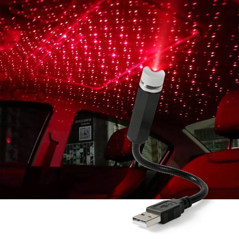 Weinsamkeit LED Auto Decke Starlight, Innen Atmosphäre Licht Mehrere Modi, Plug and Play, Mini Starlight Projection LED-Licht Romantisch Flexible USB Nachtlicht für Zuhause Party von Weinsamkeit