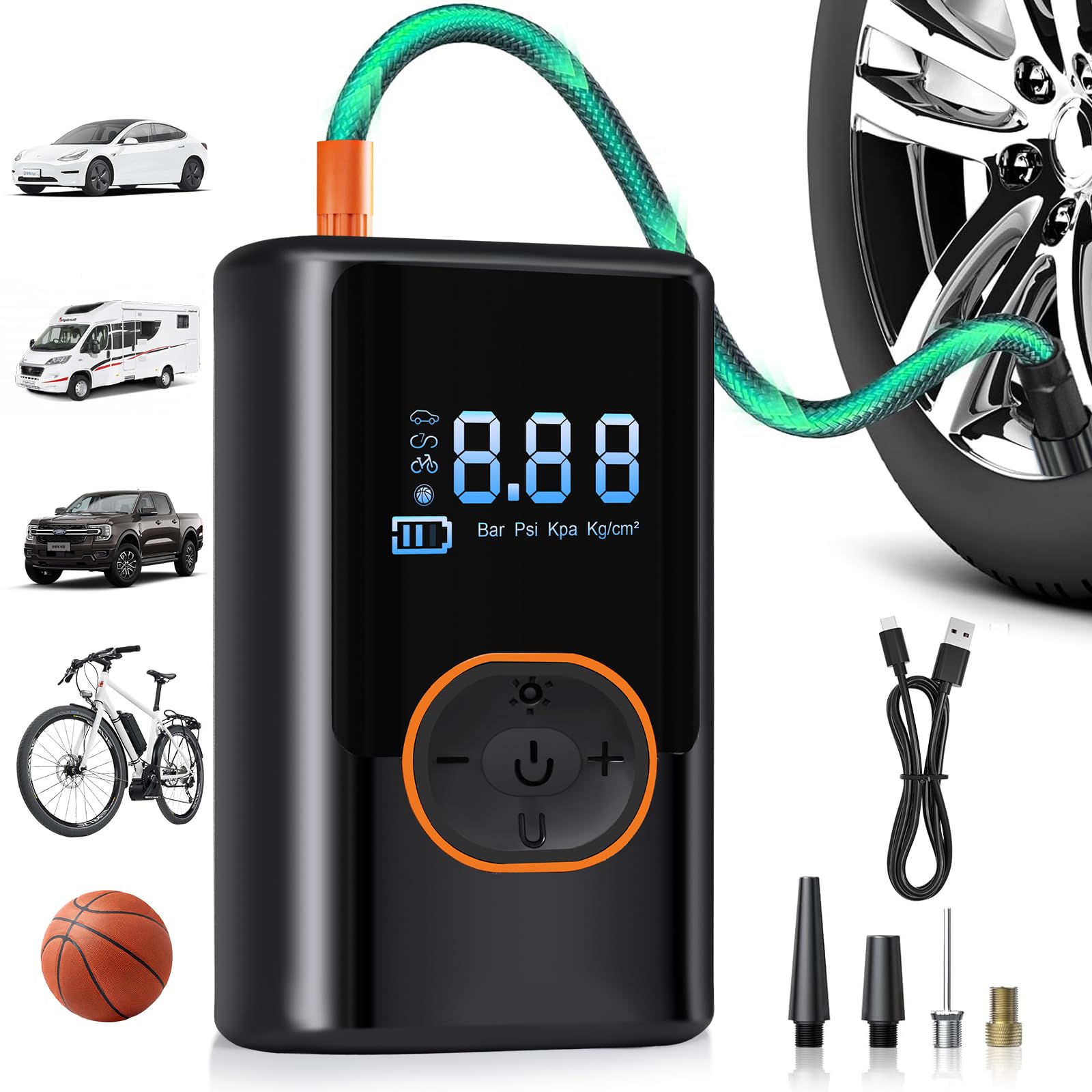 Weivone 2025 Kabelloser Reifenfüller mit digitalem Messgerät, 150 PSI, tragbare Luftpumpe für Auto/Motorrad/Fahrrad, USB-C-Schnellladung und automatische Abschaltung, Reise/Heim-Notfall-Set Weivone 2025 Kabelloser Reifenfüller mit digitalem Messgerät, 150 PSI, tragbare Luftpumpe für Auto/Motorrad/Fahrrad, USB-C-Schnellladung und automatische Abschaltung, Reise/Heim-Notfall-Set von Weivone