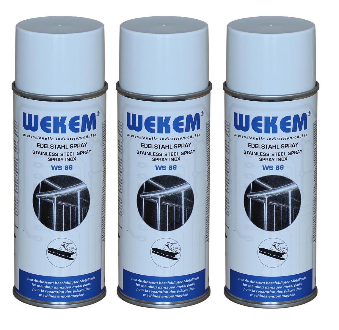 Wekem 3er Sparpack 400ml Edelstahl-Spray WS86 von Wekem