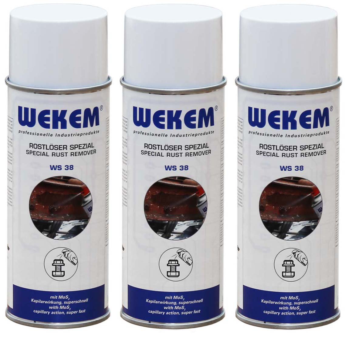 3er Sparpack 400ml Wekem Hochleistungs Rostlöser MoS² WS38-400 3er Sparpack 400ml Wekem Hochleistungs Rostlöser MoS² WS38-400 von Wekem