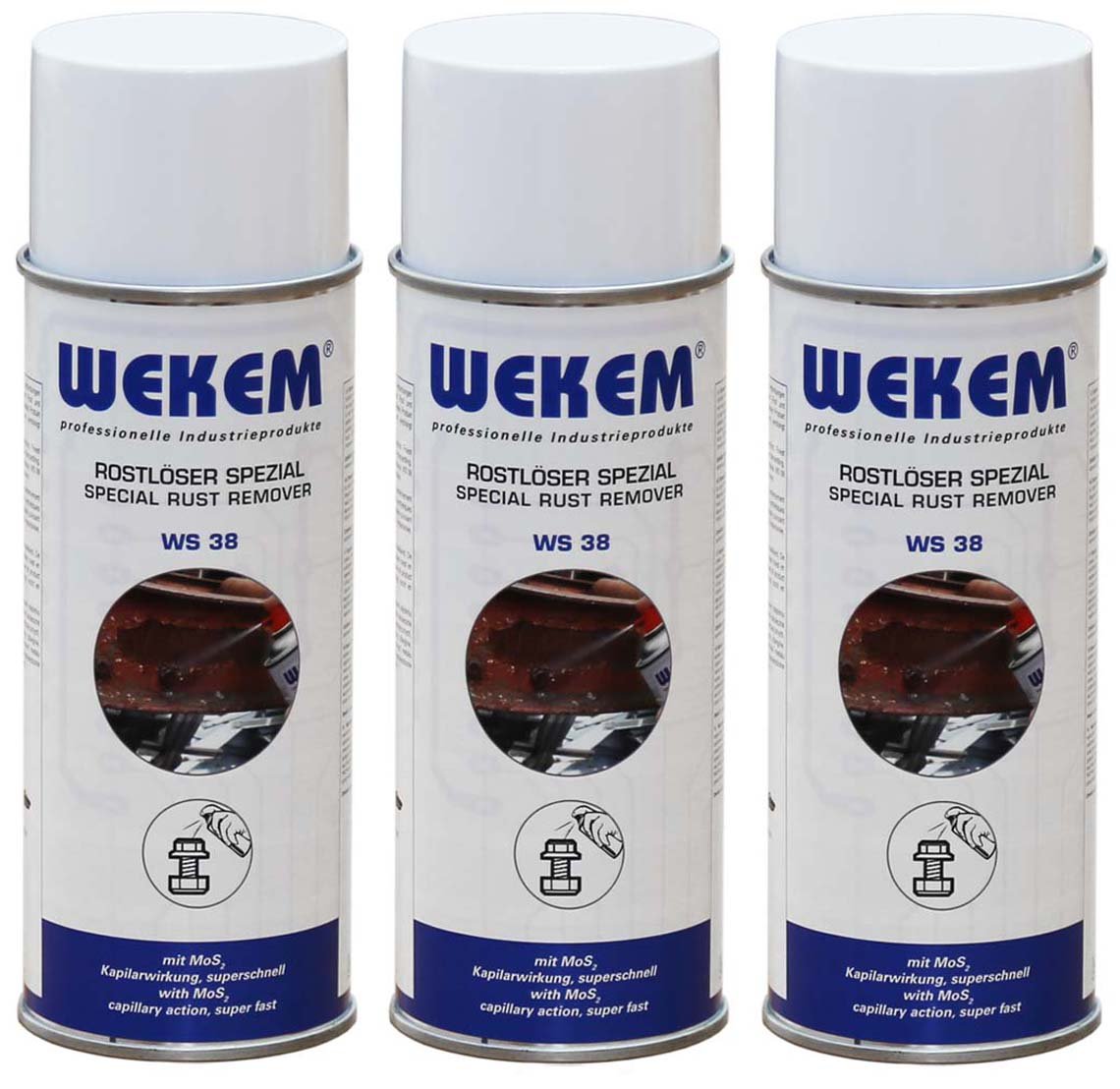 3er Sparpack 400ml Wekem Hochleistungs Rostlöser MoS² WS38-400 von Wekem