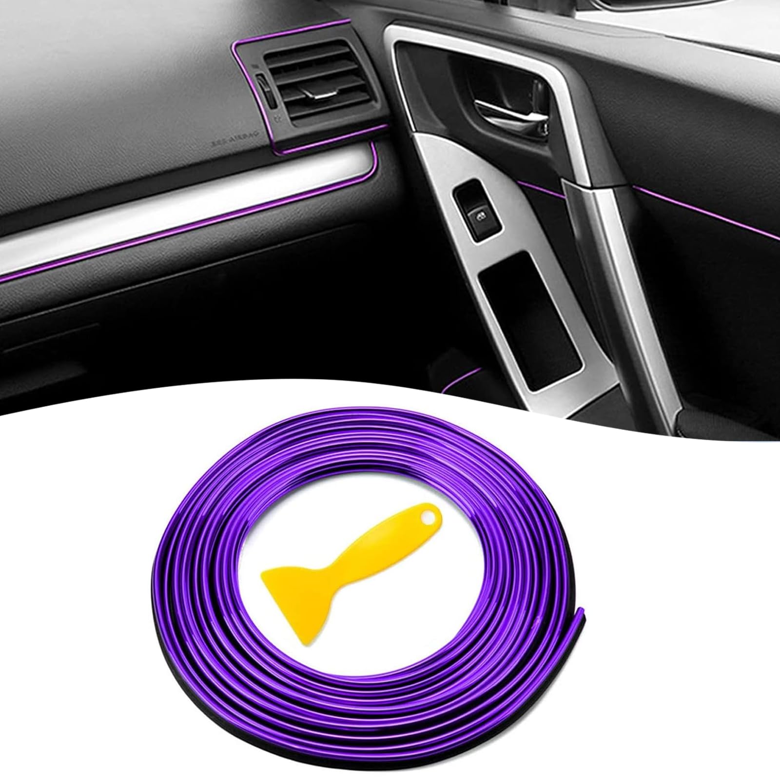 Wekuw Auto Zierleisten Innen, 10M Car Trim Interior Strips, Auto Lüftungsschlitz Dekoration, Auto Innenraum Auto Zierleiste DIY Auto Dekorative Streifen Line Flexible Strip (Lila) von Wekuw