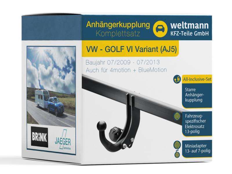 Weltmann 7B270006 geeignet für Golf VI Variant (AJ5) - Starre Anhängerkupplung inkl. fahrzeugspezifischem 13-poligen Elektrosatz von Weltmann