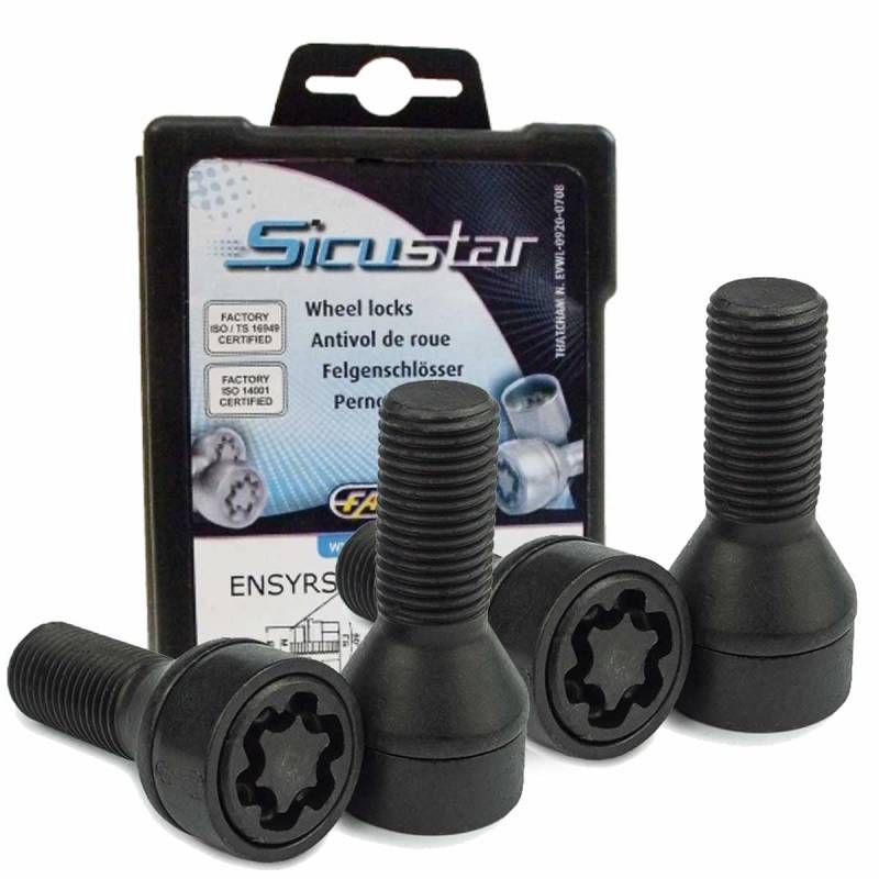 Radschlösser konisch 60° M14x1,25 40mm FSS-0437B kompatibel mit BMW 1er 3er 5er Touring 6er Cabriolet 6er Coupe 7er X3 X5 X6 von Wemar