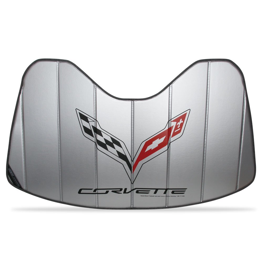 West Coast Corvette 27170300 C7 Corvette Stingray Logo Accordion Style Sunshade, Insulated Plain Silver by West Coast Corvette 27170300 C7 Corvette Stingray Logo Accordion Style Sunshade, Insulated Plain Silver by von West Coast Corvette