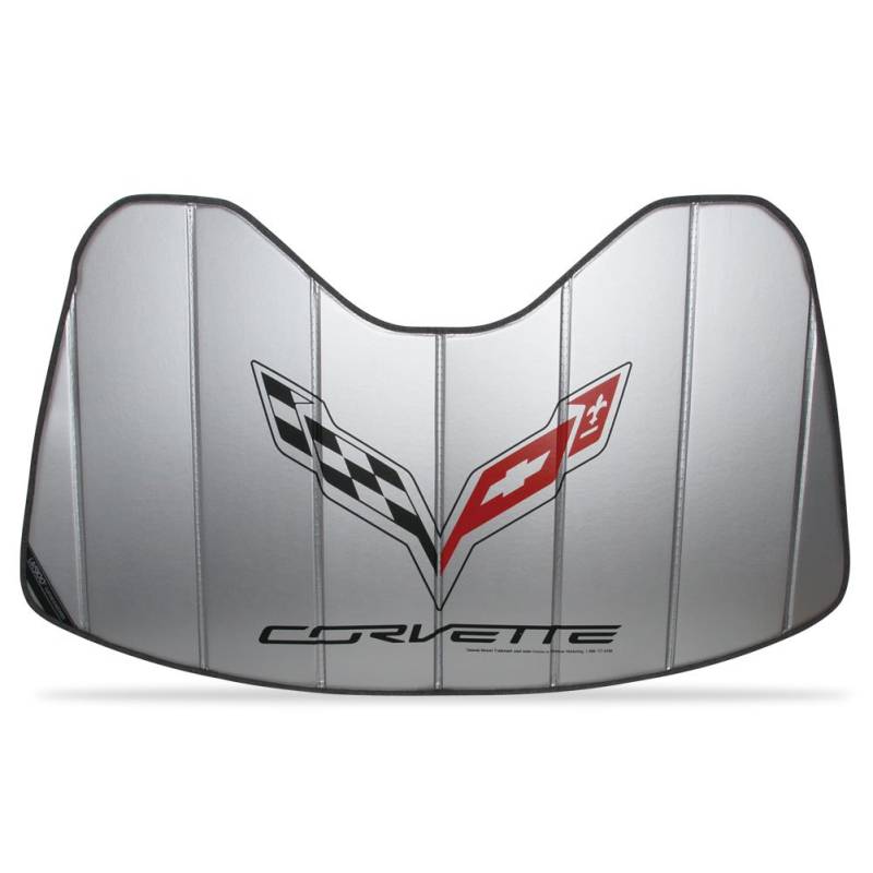West Coast Corvette 27170300 C7 Corvette Stingray Logo Accordion Style Sunshade, Insulated Plain Silver by von West Coast Corvette