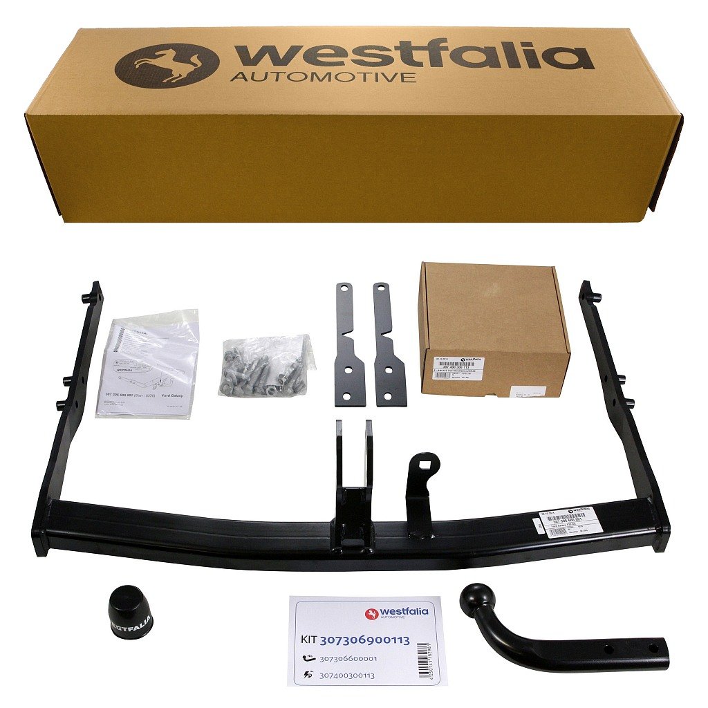 Westfalia Starre Anhängerkupplung für Ford Galaxy 7-Sitzer (BJ 05/2006-09/2015) - nur für Fzg ohne Niveauregulierung - im Set mit 13-pol. fzg.-spez. Westfalia Elektrosatz von Westfalia Automotive