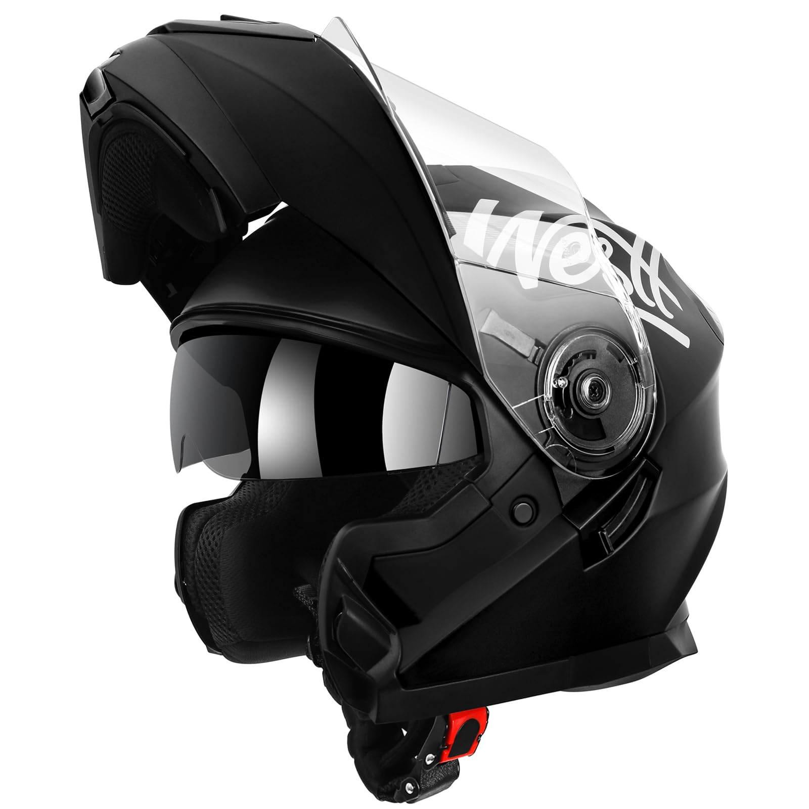 Westt Motorradhelm Integralhelm Herren Damen mit verstärktem Kinnschutz Chopper Moped Mofa Roller Helm Motorrad mit ECE DOT Zertifizierung (S (55-56cm), Matt Schwarz) von Westt