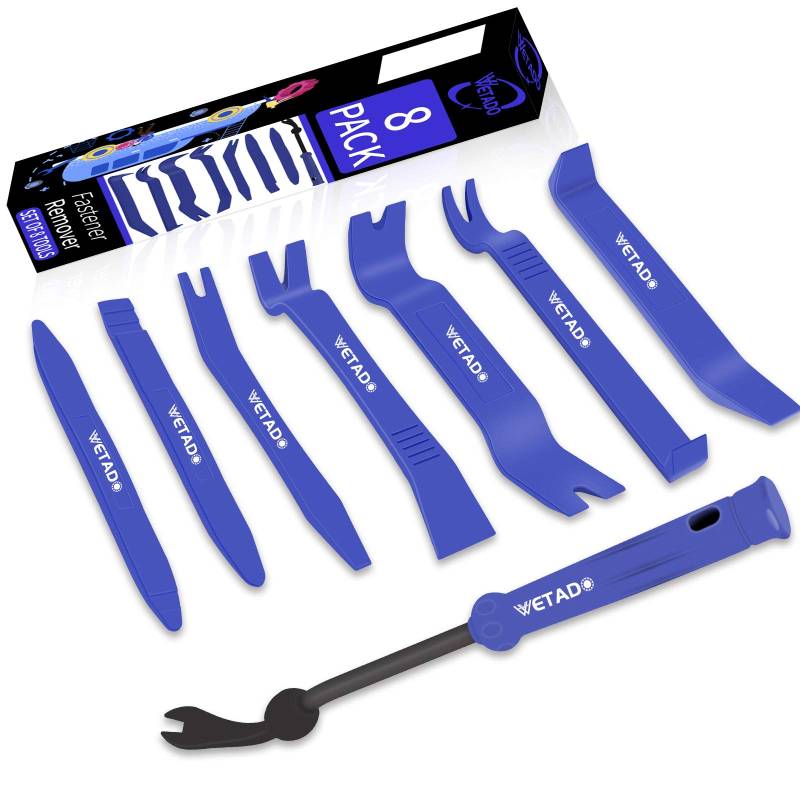 Wetado Werkzeug zum Entfernen von Zierleisten, Autopolster, Autotür-Audioverkleidungen, Verkleidung-Entferner, Werkzeug-Set, Clips, Hebel-Set, Auto-Clip-Zangen (8 Stück, blau) von Wetado