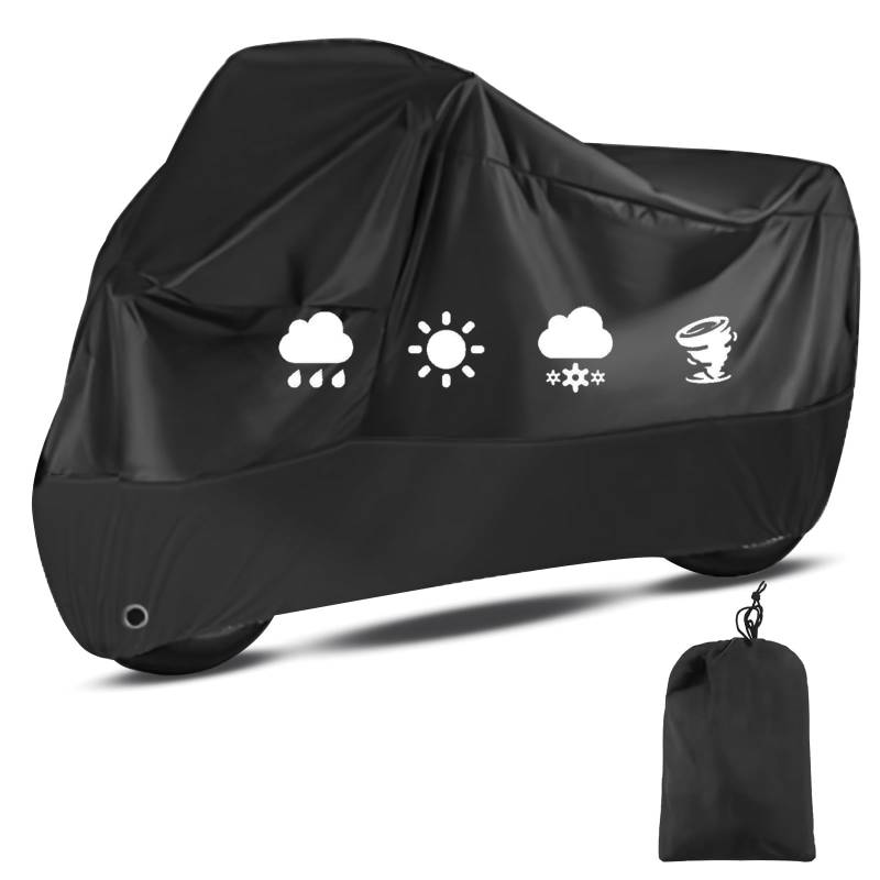 Motorrad Abdeckplane, 210D Wasserfestes UV-Beständiges Motorradgarage, Winterfest Motorradabdeckung Outdoor, Abdeckplane Motorrad für Motorroller Roller Moped(245cmx105cmx125cm) von Weysoo