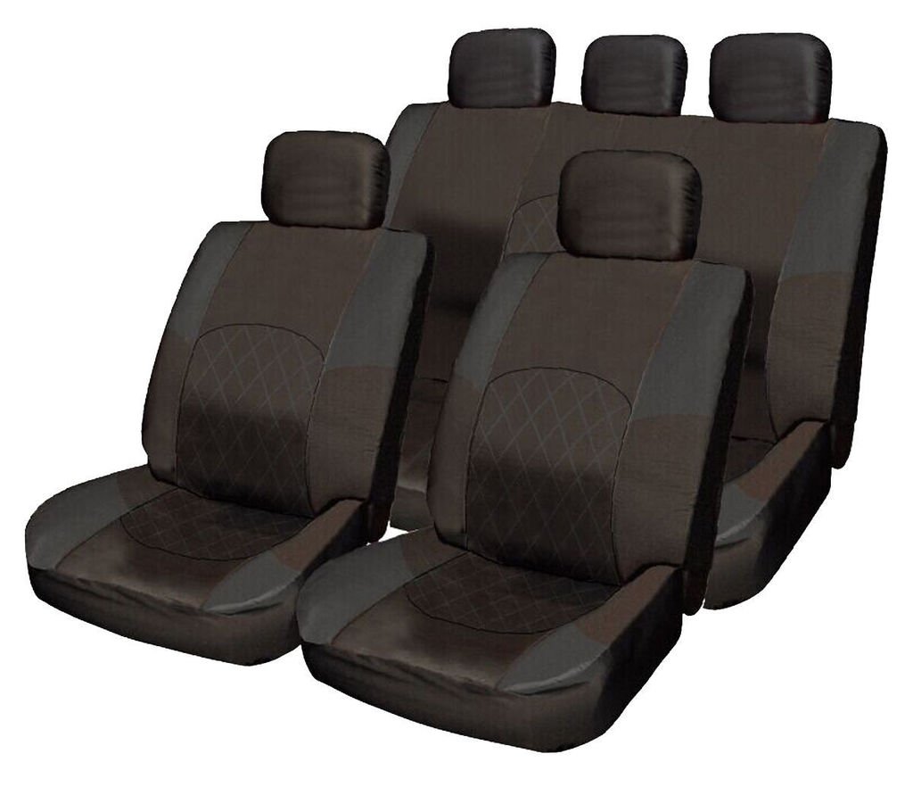 Alle Schwarz Tuch Sitzbezug-Set Split Hinten Sitz Kompatibel mit Volvo V40 V50 V60 V70 V90 XC60 XC70 von Wheels N Bits