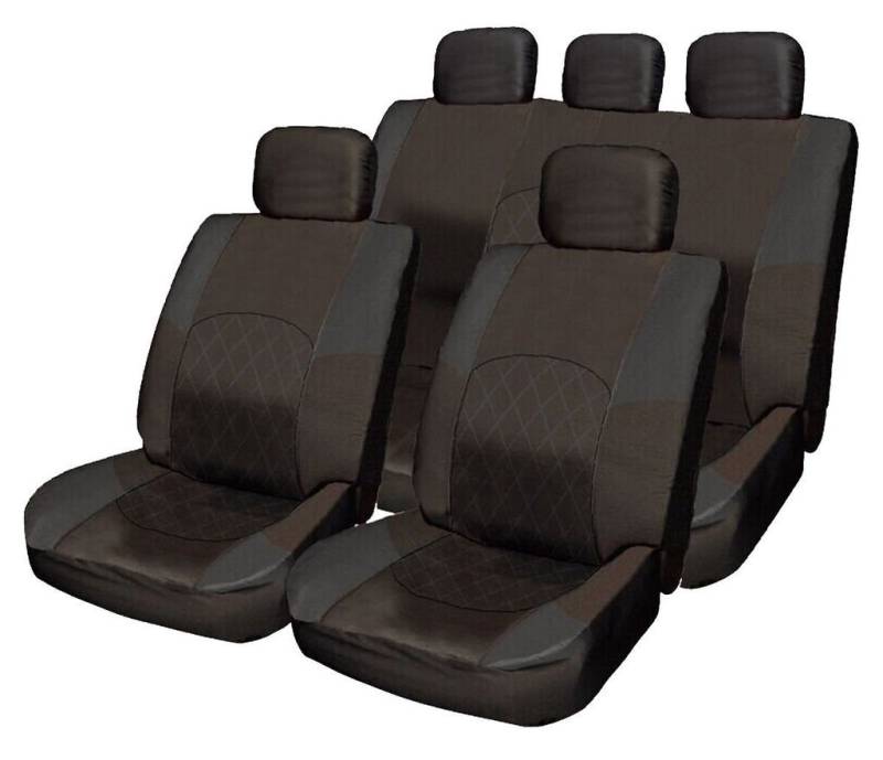 Sitzbezug-Set, aus schwarzem Stoff, Sitzbezug-Set für Vordersitze und Rücksitze Kompatibel mit Honda Accord Civic Insight Prelude CRV von Wheels N Bits