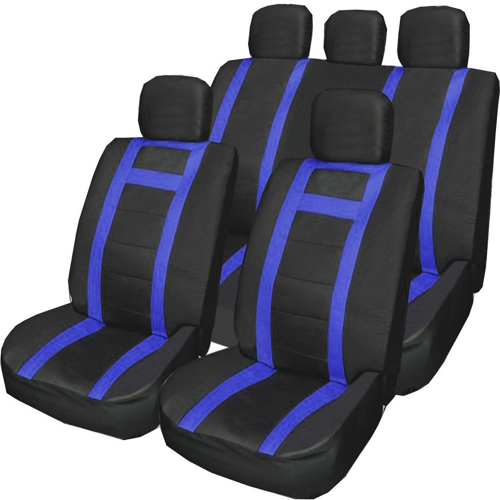 Blau & Schwarz Universal PU Leder Typ Autositzbezüge Full Set Kompatibel mit Toyota Starlet Yaris Verso S Supra IQ von Wheels N Bits