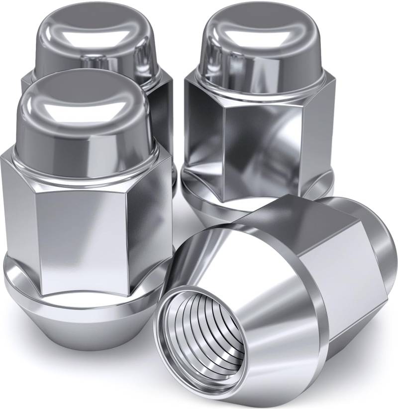 White Knight M12 x 1,25 Gewindemuttern für Aftermarket- oder Werksräder – 4 Chrom-Radmuttern – Wölbung Eichelsitz – Karbonstahl für langlebige Konstruktion und einfache Installation – 1706S-4 von White Knight