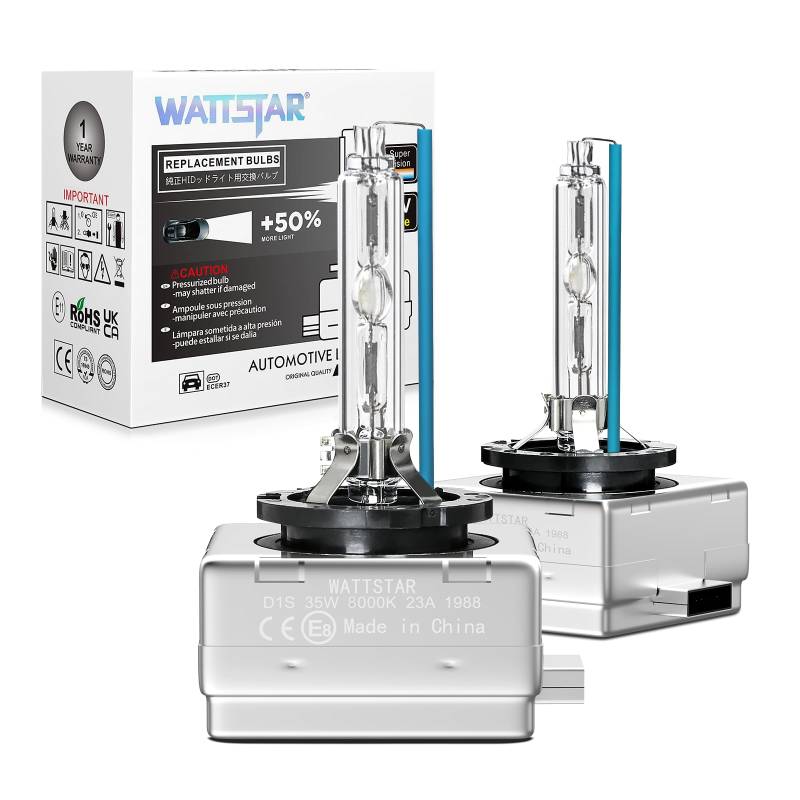 Wattstar Xenon-Scheinwerfer, D1S, 35 W, 8000 K, HID-Lampen, Xenon-Brenner, Lampenwechsel, 2er-Pack. …… von wattstar