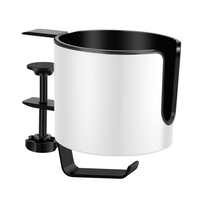 Getränkehalter Clip - Getränkehalter Schreibtisch Getränkehalter Tisch-Getränkehalter auslaufsicher | Luxus Tisch-Getränkeklemme 2-in-1 Schreibtisch-Organizer mit drehbarem Kopfhörerhaken von Whnbuij