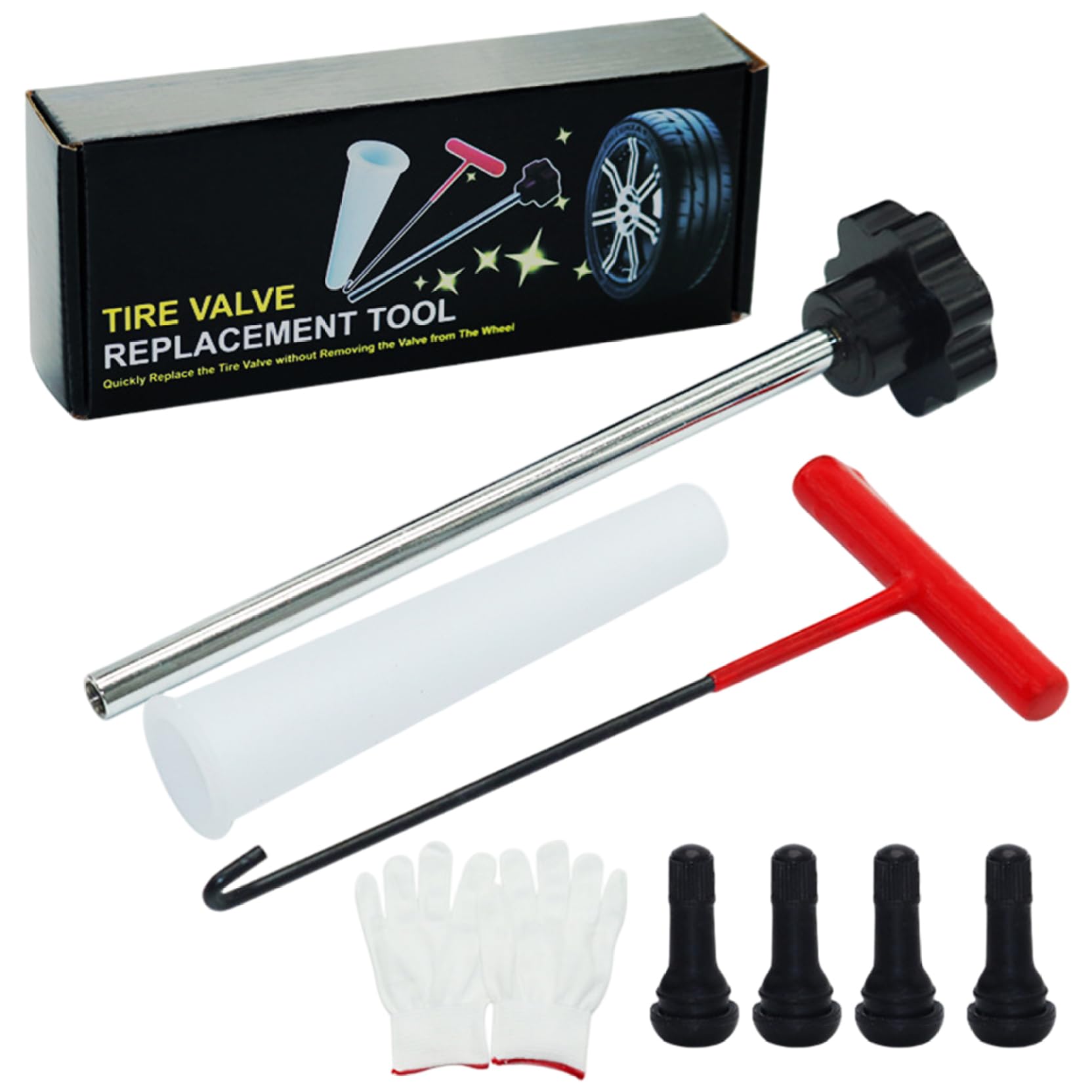 Reifenventilstammwerkzeug, Reifenventilstamm -Werkzeugkit (7PCs), Praktische schnelle Änderungen Metall Installation für Autos, ATVs, Lastwagen, Motorräder von Whyzsjnclg