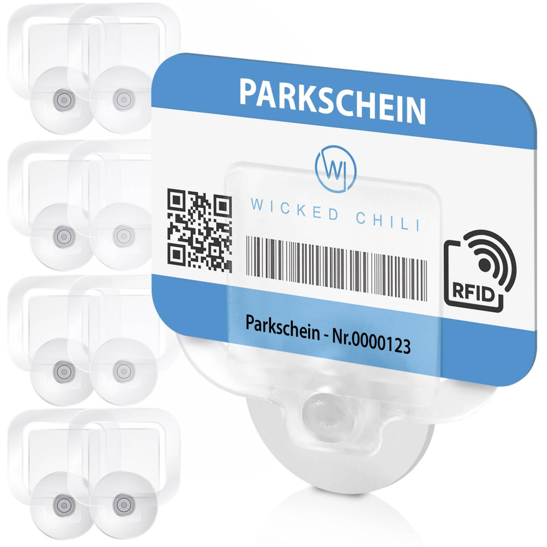 Wicked Chili 8er Set Parkausweis Auto Halterung Windschutzscheibe mit 30mm Saugnapf, Kartenhalter, Parkscheinhalter, Parkausweishalter, Kartenhalter Autoscheibe (Made in Germany) transparent, 8X von Wicked Chili