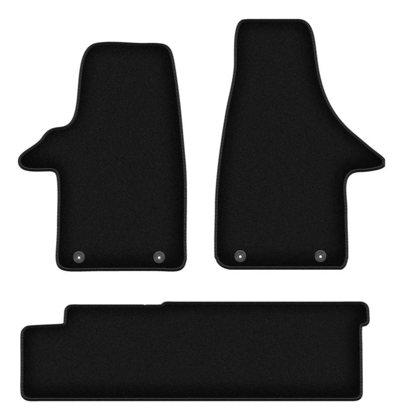 Wielganizator Velours Fußmatten passend für VW Transporter T5 (2003-2015) | Qualität: Basic - Genaue Passform, rutschfeste Untregrund 3-teilig - Schwarz von Wielganizator