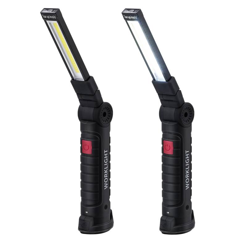 Wigearss 2 Stück LED Arbeitsleuchte Werkstattlampe, Taschenlampe Werkstatt Handlampe COB Inspektionsleuchten mit Magnet uend Haken von Wigearss