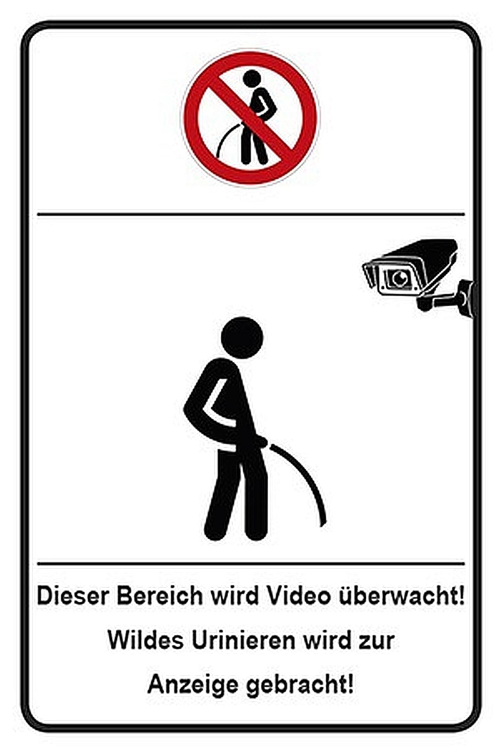 WildeBabsKLBT 11cm 2Stück Hochwertige Schild Aufkleber-Folie Sticker Decal Video CCTV Überwacht Bewacht Video CCTV wild pinkel urinieren verboten S890 von WildeBabsKLBT