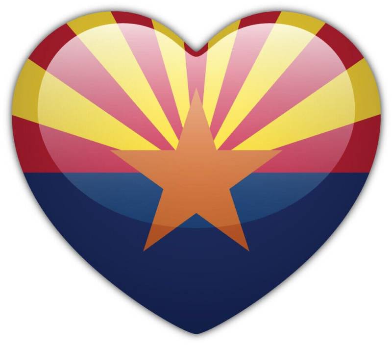 WildeBabsKLBT 11cm 2xHochwertiger Auto-Aufkleber Sticker Decal Autoaufkleber Aufkleber-Folie Wunschtext Arizona USA Staat Flagge Fahne Wappen I Love Ich Liebe Herz G1425 von WildeBabsKLBT