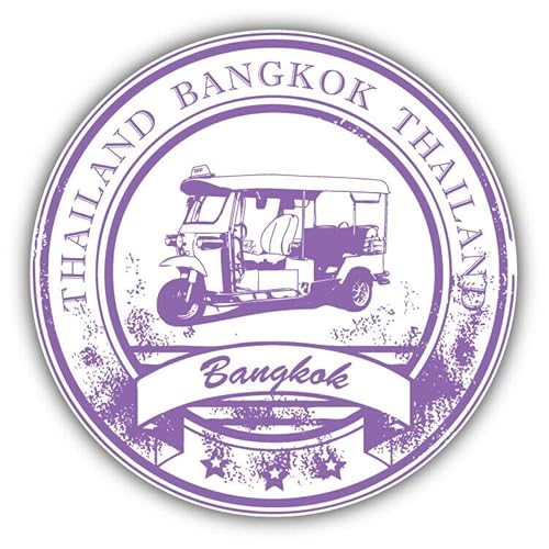WildeBabsKLBT 11cm 2xHochwertiger Auto-Aufkleber Sticker Decal Autoaufkleber Aufkleber-Folie Wunschtext Bangkok Thailand Stempel Reise G301 von WildeBabsKLBT
