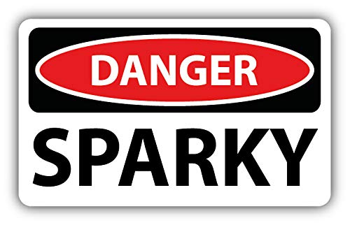 WildeBabsKLBT 11cm 2xHochwertiger Auto-Aufkleber Sticker Decal Autoaufkleber Aufkleber-Folie Wunschtext Danger Caution Achtung Vorsicht Sparky Zeichen G984 von WildeBabsKLBT