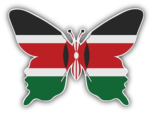 WildeBabsKLBT 11cm 2xHochwertiger Auto-Aufkleber Sticker Decal Autoaufkleber Aufkleber-Folie Wunschtext Kenya Flagge Fahne Wappen Butterfly Schmetterling G2338 von WildeBabsKLBT