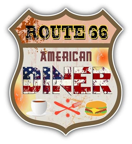 WildeBabsKLBT 11cm Hochwertiger Premium Auto-Aufkleber Sticker Decal Autoaufkleber Klebefolie Amerikanisches Abendessen Route 66 H1982 von WildeBabsKLBT