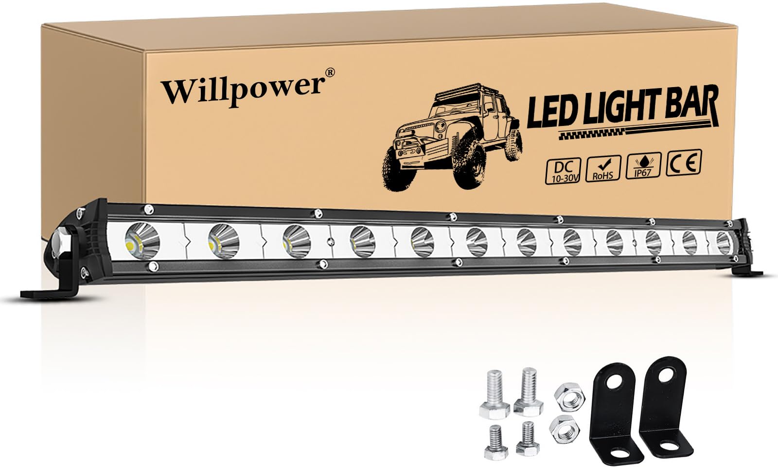 Willpower 13'' 33CM Led Arbeitsscheinwerfer Bar, 60W Flutlicht Zusatzscheinwerfer 12V 24V für Offroad Auto Traktor SUV UTV ATV Willpower 13'' 33CM Led Arbeitsscheinwerfer Bar, 60W Flutlicht Zusatzscheinwerfer 12V 24V für Offroad Auto Traktor SUV UTV ATV von Willpower