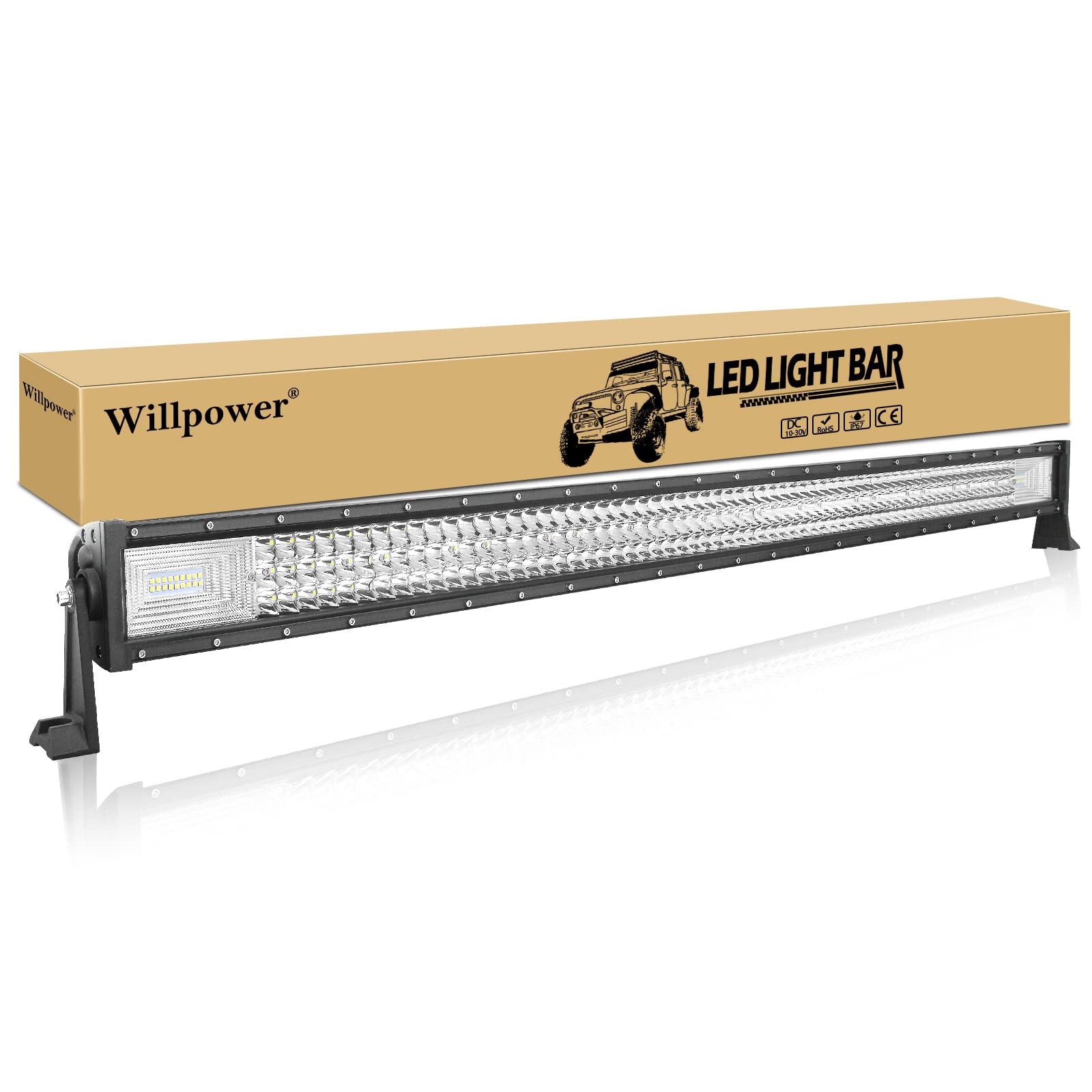 Willpower 52'' 132CM 675W Led Zusatzscheinwerfer 12V 24V Led Scheinwerfer Auto IP67 Wasserdicht Flutlicht Punkt Kombination Led Arbeitsscheinwerfer Bar für SUV UTV ATV Traktor Offroad von Willpower