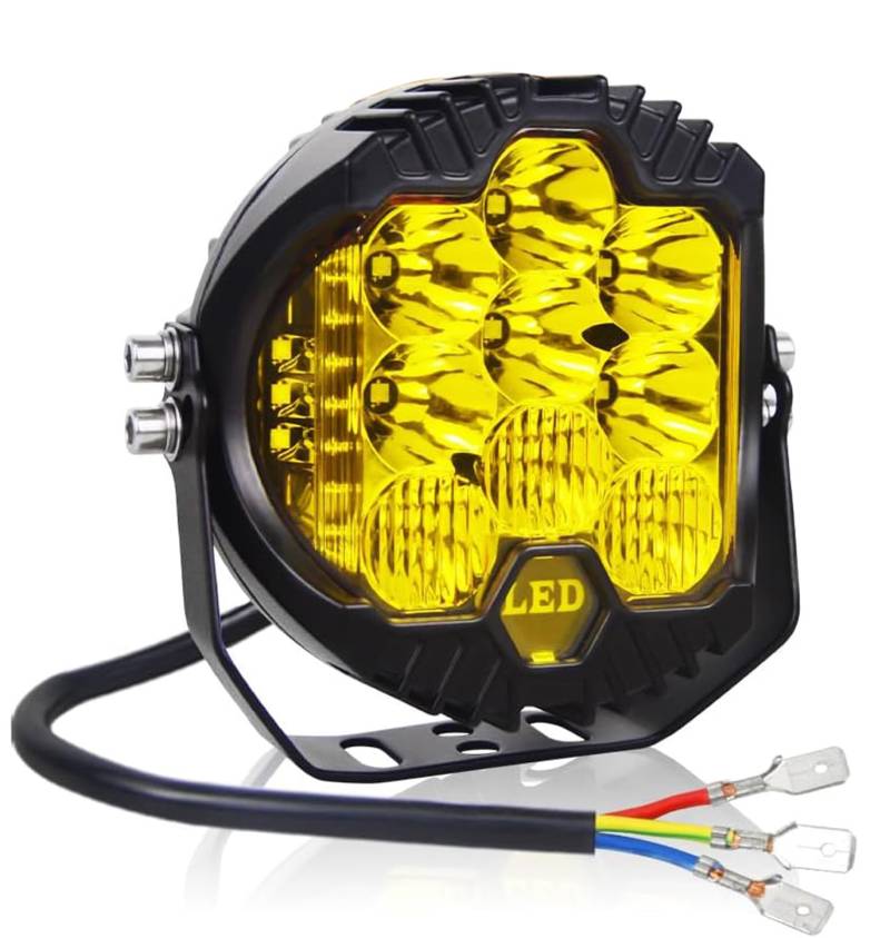 Willpower 2 Pcs Gelb LED Arbeitsscheinwerfer, 7 Zoll 75W led fernscheinwerfer, Led Scheinwerfer 12v für Auto Bagger Anhänger Traktoren LKW SUV offroad von Willpower