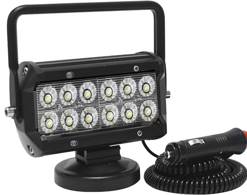 Willpower 1 Pcs LED Arbeitsscheinwerfer mit magnetfuß, 7 Zoll 36W Flutlicht led fernscheinwerfer, Led Scheinwerfer 12v für Auto Bagger Anhänger Traktoren LKW SUV offroad von Willpower