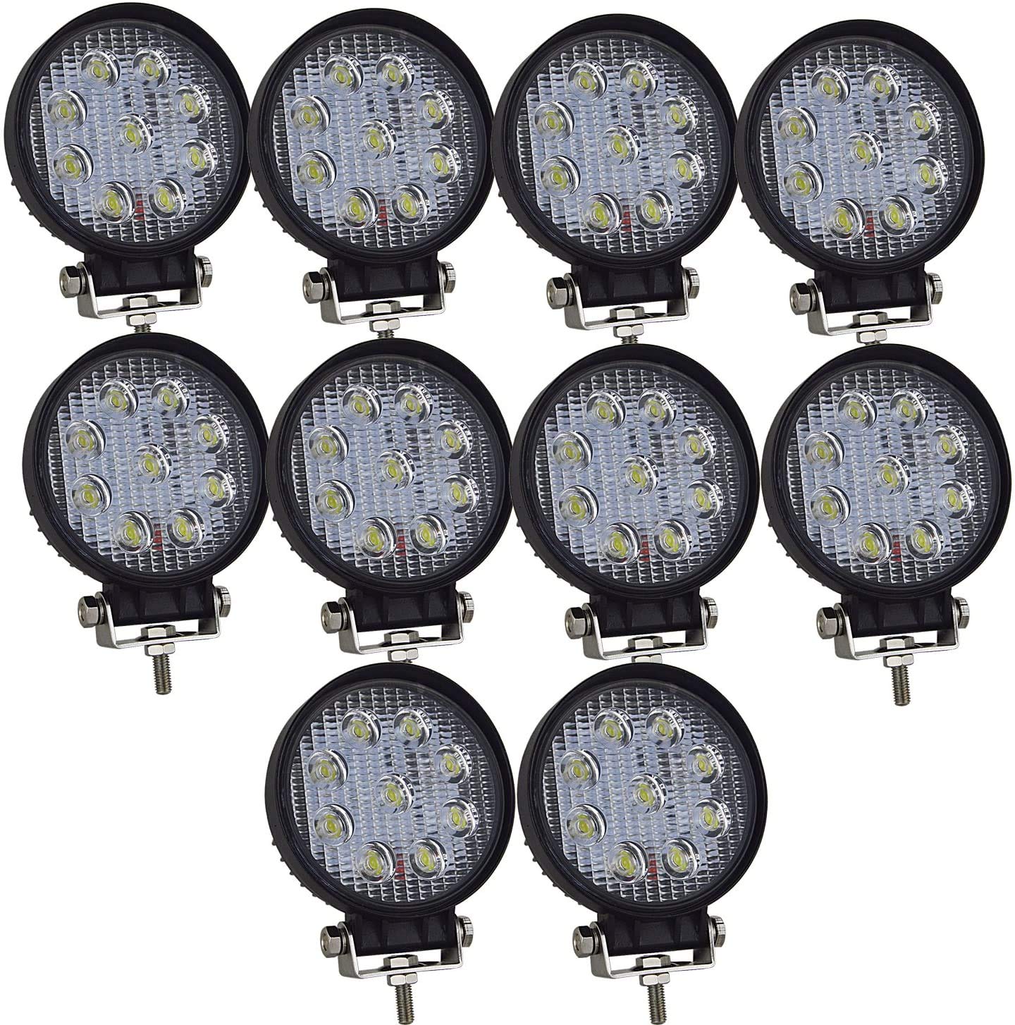 Willpower 10 x Arbeitsscheinwerfer Led Auto 27W 10cm Offroad Scheinwerfer 12V 24V Zusatzscheinwerfer Wasserdicht IP67 6000K Rückfahrscheinwerfer Led für Traktor Truck SUV UTV ATV Rund Willpower 10 x Arbeitsscheinwerfer Led Auto 27W 10cm Offroad Scheinwerfer 12V 24V Zusatzscheinwerfer Wasserdicht IP67 6000K Rückfahrscheinwerfer Led für Traktor Truck SUV UTV ATV Rund von Willpower