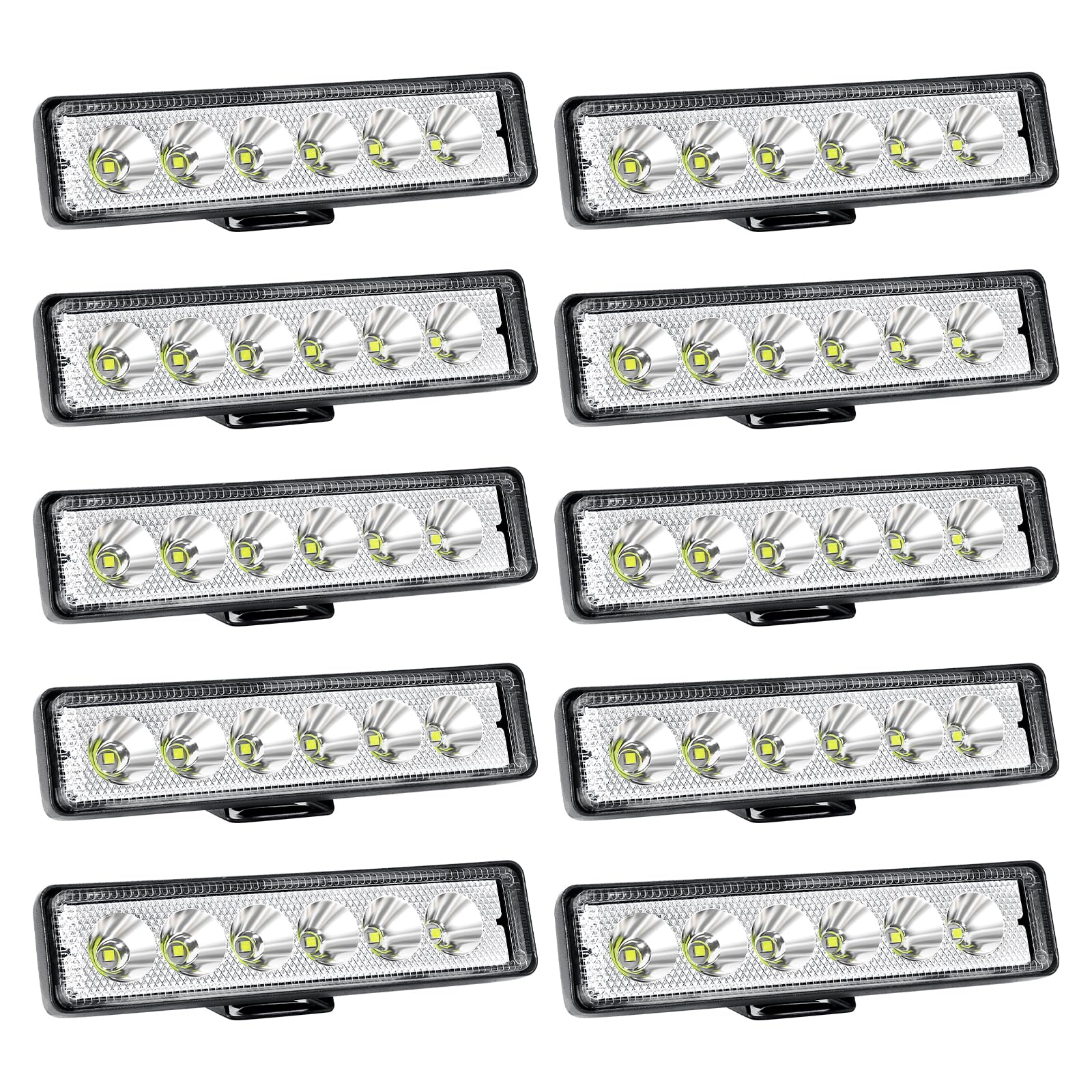 Willpower 10PCS Mini Led Arbeitsscheinwerfer Bar 6 Zoll 18W LED Scheinwerfer 12V 24V Spot Zusatzscheinwerfer Wasserdicht LED Light Bar für Auto Traktor Offroad SUV UTV ATV 4x4 von Willpower