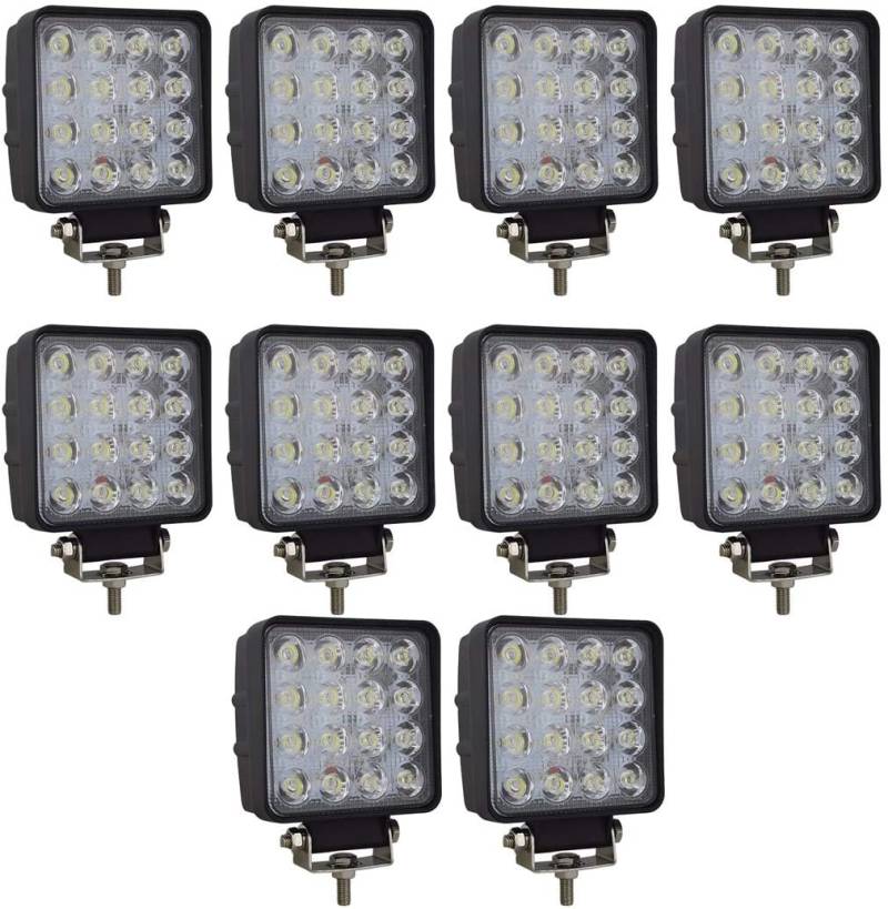 Willpower 10pc LED Scheinwerfer 4‘’ 10cm 48W LED Arbeitsscheinwerfer 12V 24V Zusatzscheinwerfer Auto Rückfahrscheinwerfer Led Wasserdicht für Offroad Traktor SUV ATV Platz von Willpower