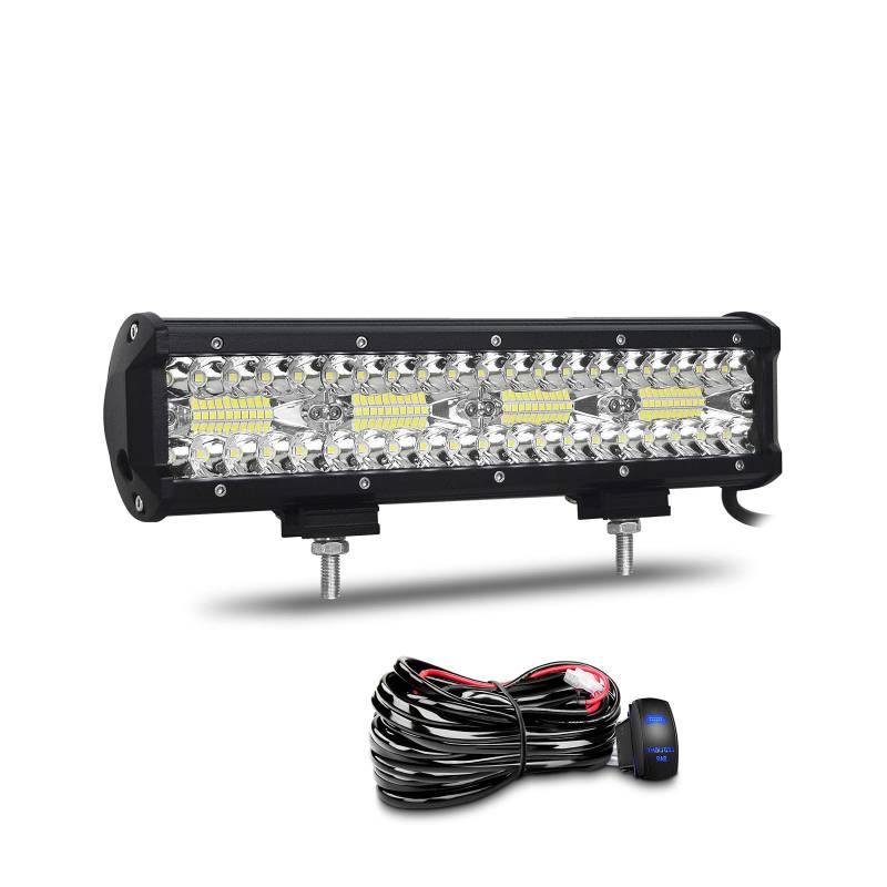 Willpower 12 Zoll 240W Led Arbeitsscheinwerfer Bar 12V 24V Led Scheinwerfer Wasserdicht IP67 Lightbar für Offroad Auto Traktor Zusatzscheinwerfer Rückfahrscheinwerfer mit Kabelbaum von Willpower