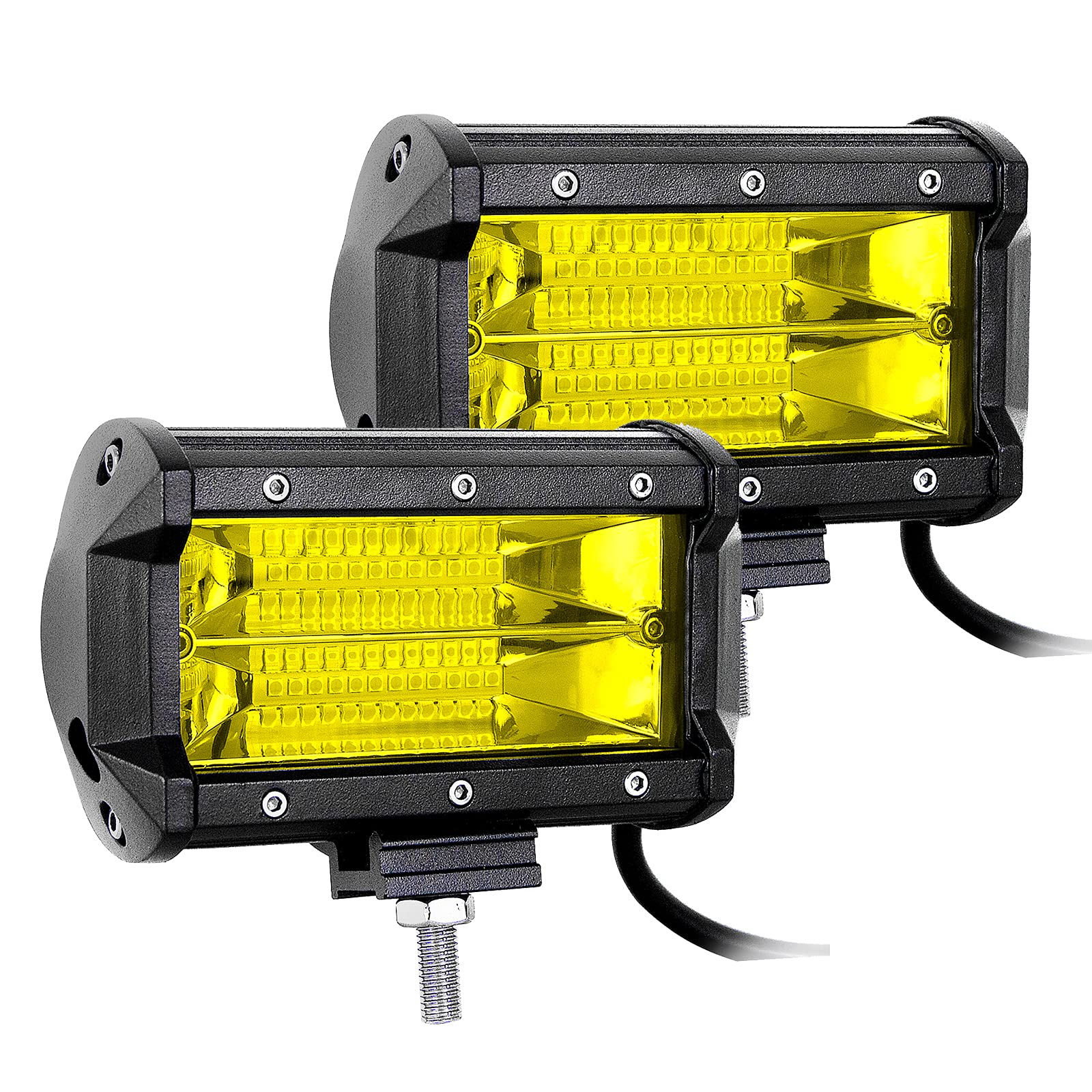 Willpower 13cm 72W LED Arbeitsscheinwerfer Bar Gelb Bernstein LED Scheinwerfer 12V 24V Wasserdicht Flutlicht Arbeitslicht Zusatzscheinwerfer für Auto Offroad Traktor SUV UTV ATV Willpower 13cm 72W LED Arbeitsscheinwerfer Bar Gelb Bernstein LED Scheinwerfer 12V 24V Wasserdicht Flutlicht Arbeitslicht Zusatzscheinwerfer für Auto Offroad Traktor SUV UTV ATV von Willpower