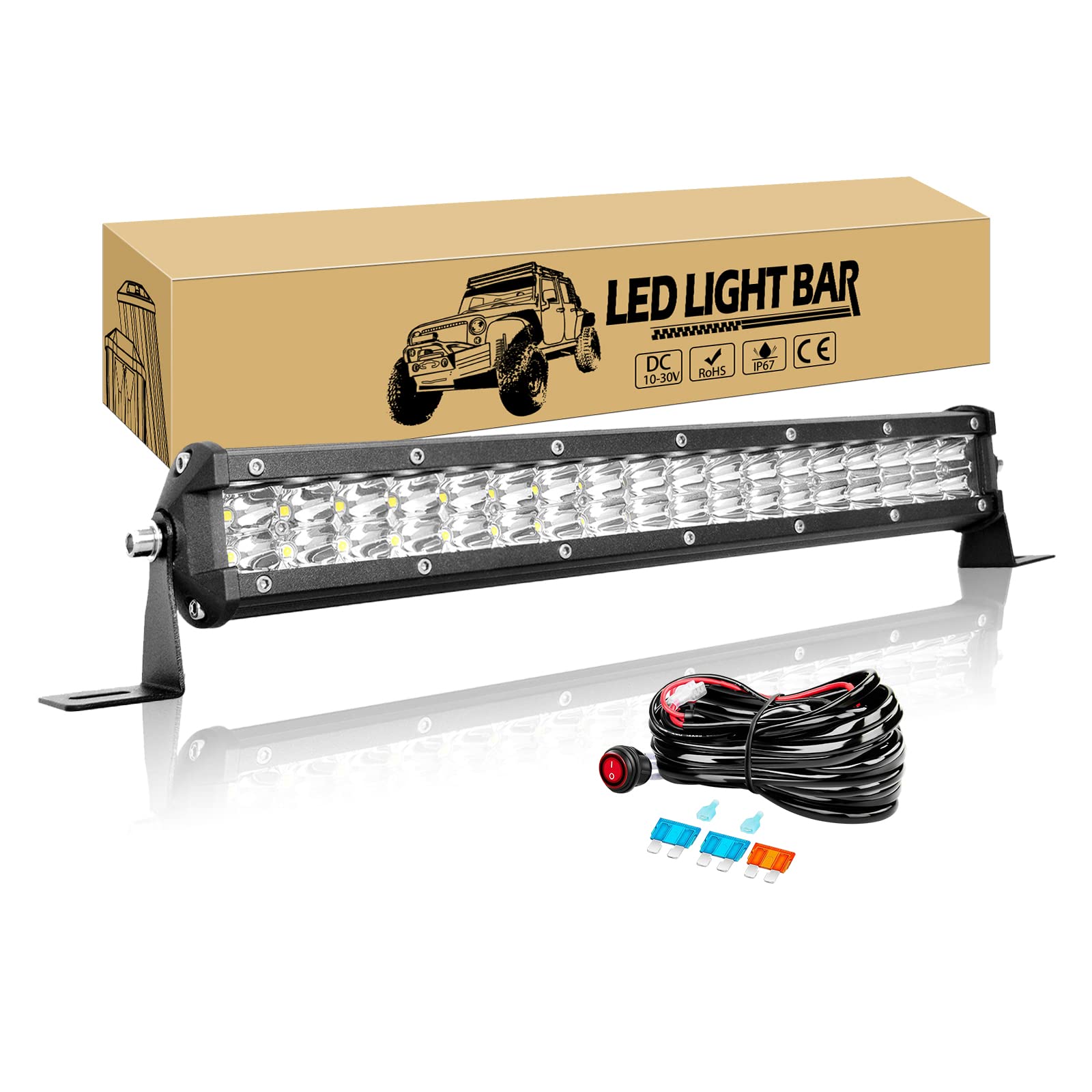 Willpower 15 Zoll 38CM 108W Led Arbeitsscheinwerfer Bar mit Kabelbaum Spot Led Scheinwerfer 12V 24V Wasserdicht Led Bar für Offroad Auto Traktor LKW Zusatzscheinwerfer Rückfahrscheinwerfer Lightbar von Willpower