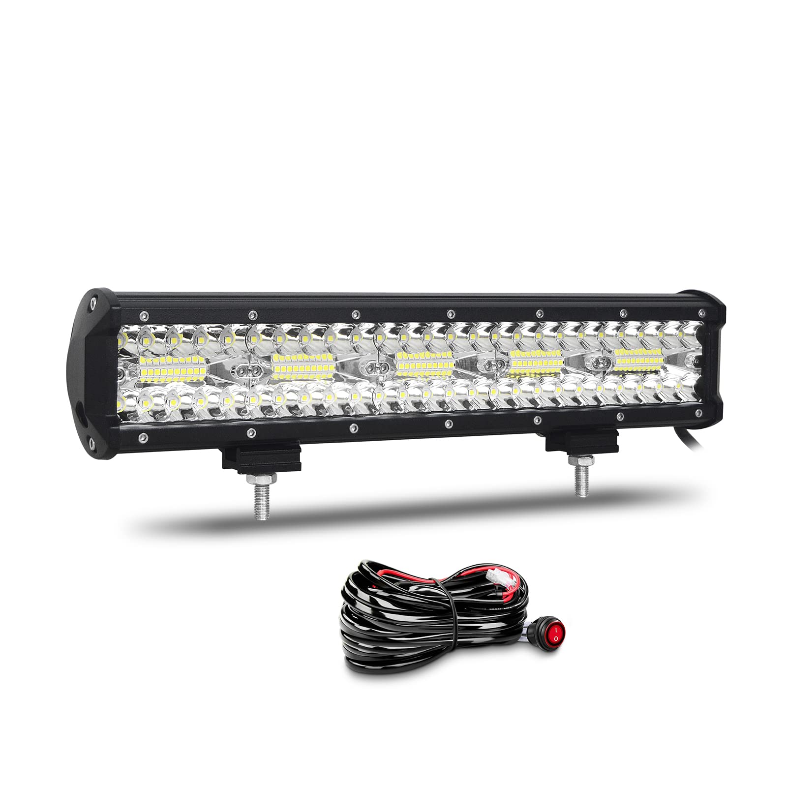 Willpower 15 Zoll 38CM 300W Led Arbeitsscheinwerfer Bar Led Scheinwerfer 12V 24V Wasserdicht Flutlicht Spot Combo Led Bar für Offroad Auto Traktor Zusatzscheinwerfer Rückfahrscheinwerfer mit Kabelbaum von Willpower