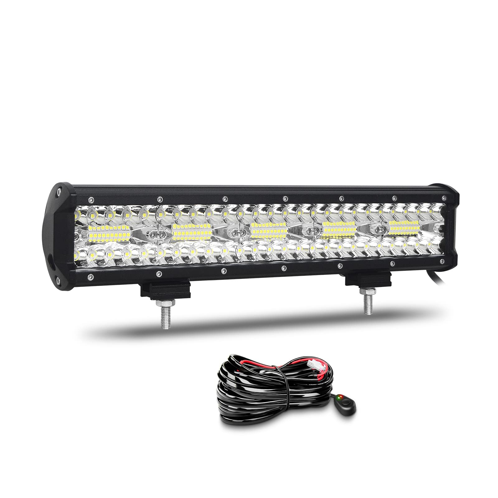 Willpower 15 Zoll 38CM 300W LED Arbeitsscheinwerfer Bar - Scheinwerfer 12V 24V Wasserdicht Flutlicht Spot Combo für Offroad Auto Traktor Zusatzscheinwerfer Rückfahrscheinwerfer mit Kabelbaum Willpower 15 Zoll 38CM 300W LED Arbeitsscheinwerfer Bar - Scheinwerfer 12V 24V Wasserdicht Flutlicht Spot Combo für Offroad Auto Traktor Zusatzscheinwerfer Rückfahrscheinwerfer mit Kabelbaum von Willpower