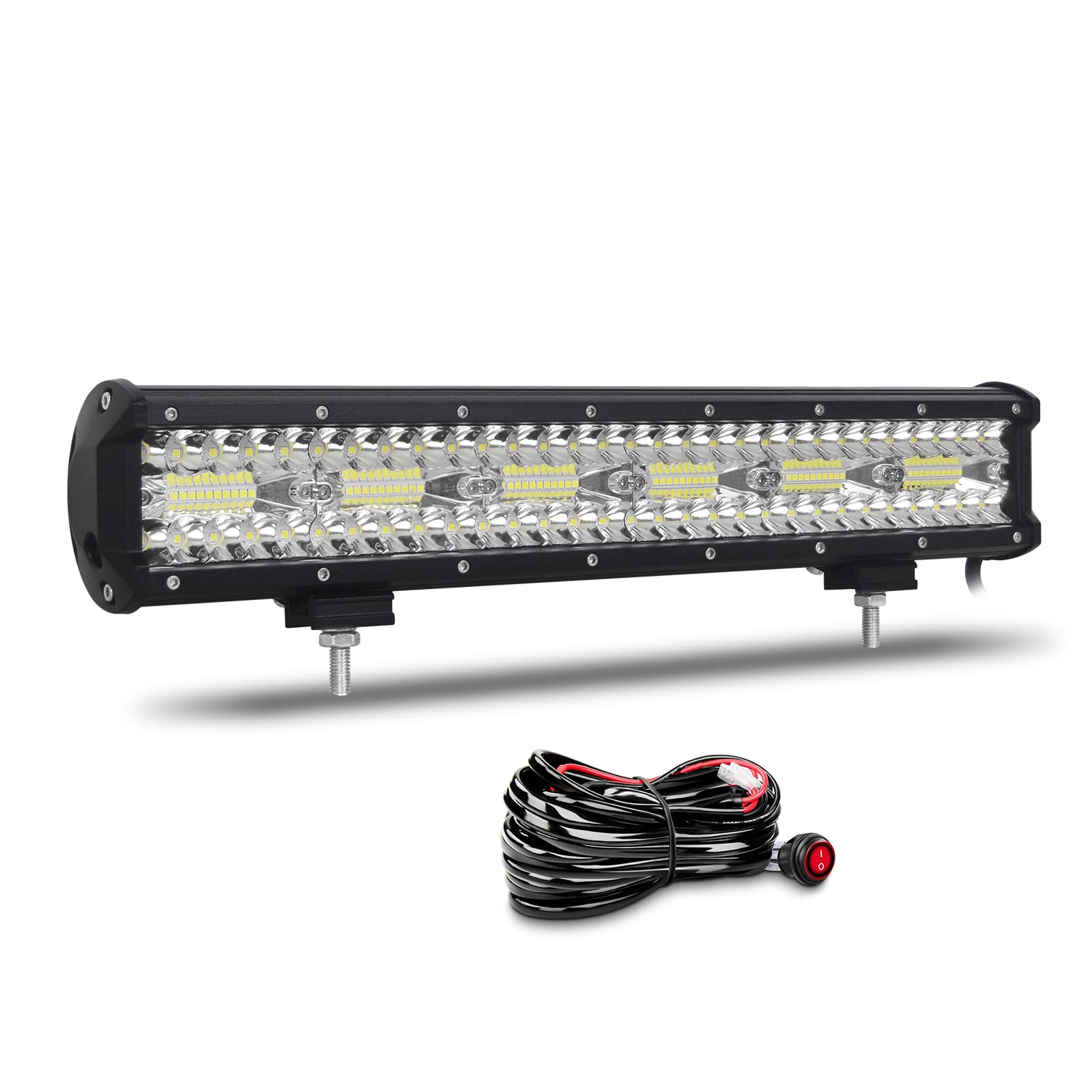 Willpower 17 Zoll 43CM 360W Led Arbeitsscheinwerfer Bar Led Scheinwerfer 12V 24V Wasserdicht Flutlicht Spot Combo Led Bar für Offroad Auto Traktor Zusatzscheinwerfer Rückfahrscheinwerfer mit Kabelbaum von Willpower