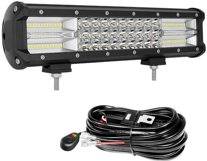 Willpower 17.6 Zoll 252W LED Arbeitsscheinwerfer Bar mit 12V Kabelbaum, led balken für Auto Bagger Anhänger Traktoren LKW SUV offroad von Willpower